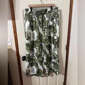 SHEIN Green Leaf wide leg crop pants 2XL